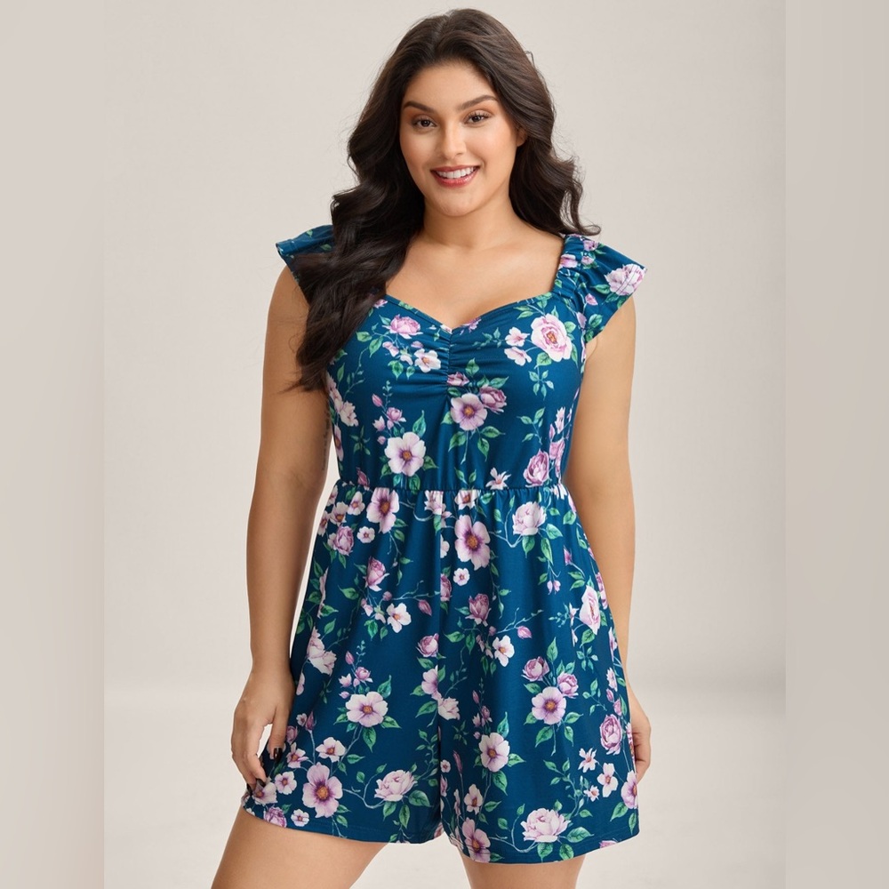BloomChic Floral Blue Romper